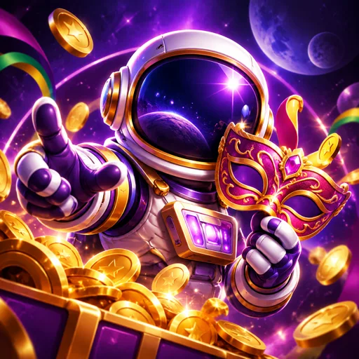 Astronauta do jogo Spaceman flutuando no espaço com o multiplicador subindo